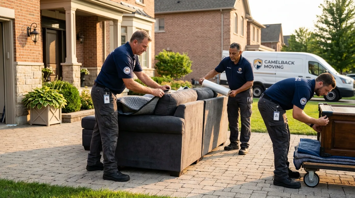 Large estate moving crew wrapping furniture in Sulphur Springs, AR