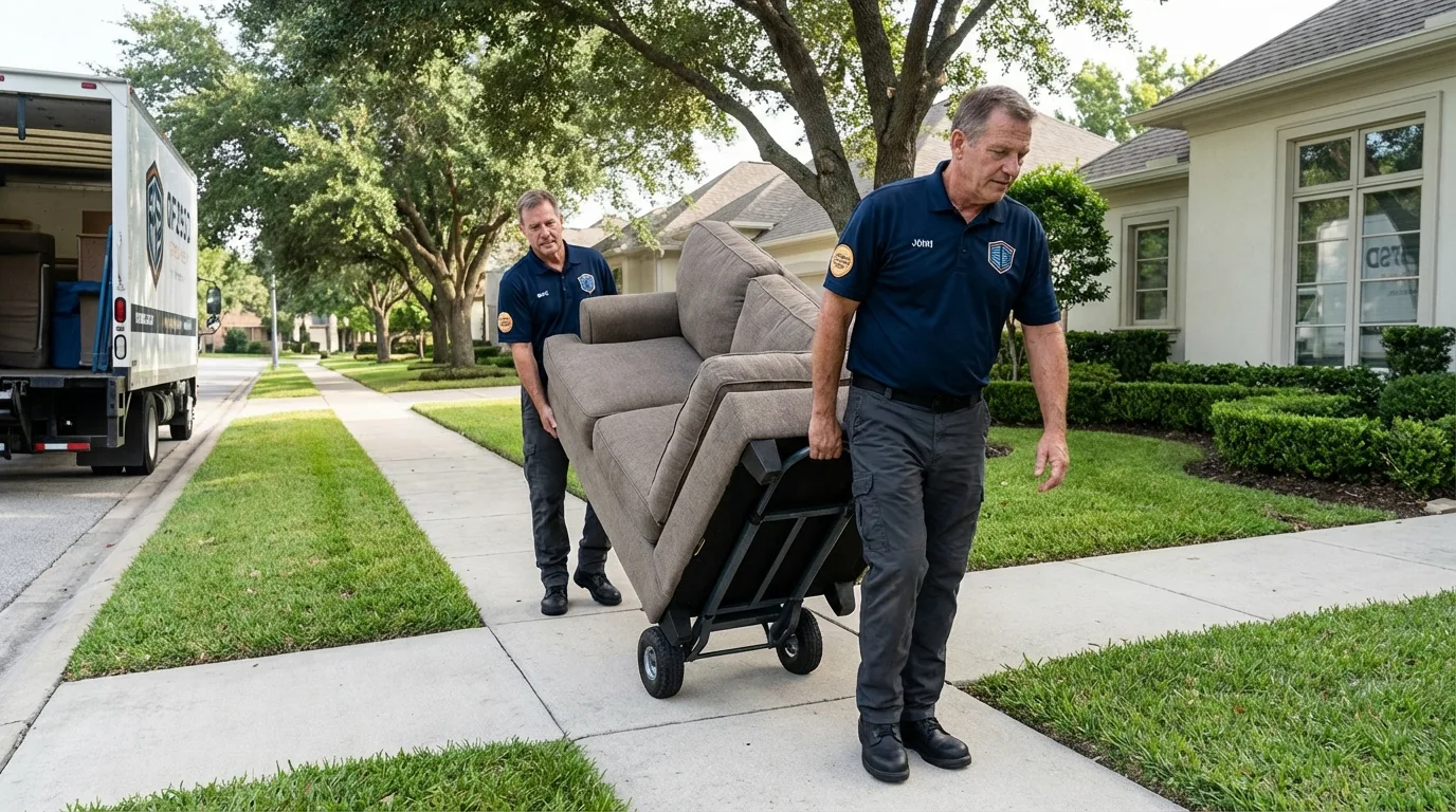 Local residential moving crew loading furniture in Sulphur Springs, AR