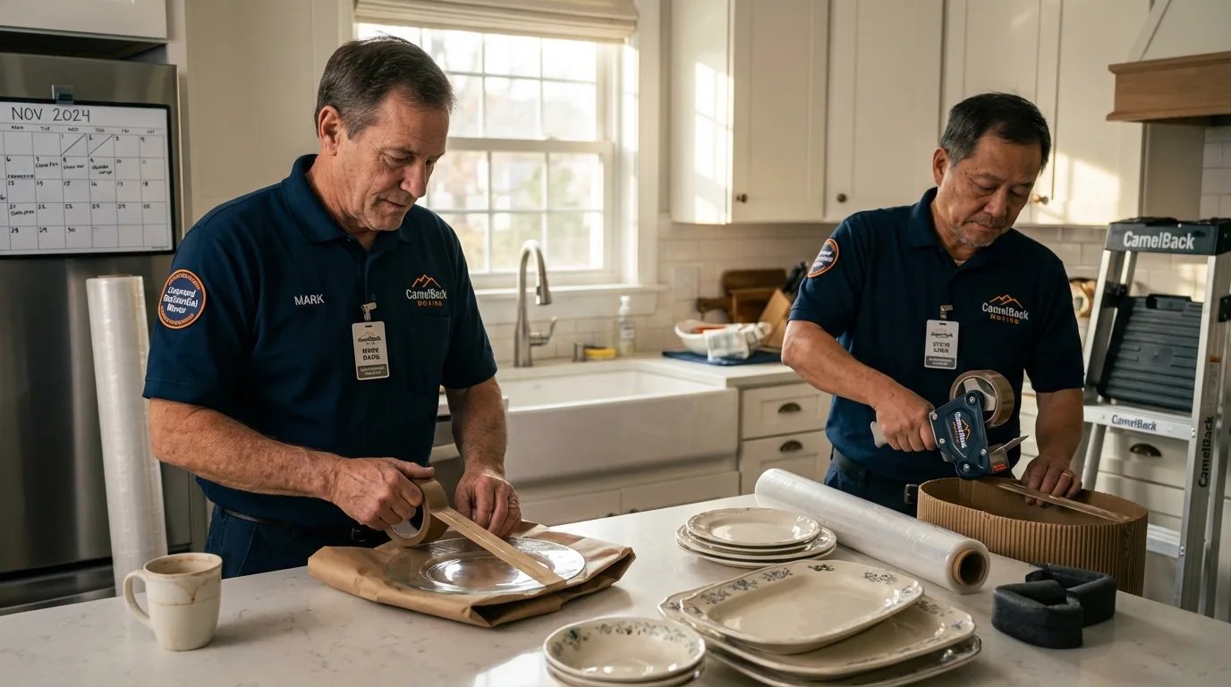 Professional crew packing kitchen dishware in Sulphur Springs, AR
